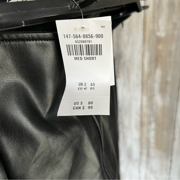 Abercrombie & Fitch Faux Vegan Leather Stretch Slim Flare Split Hem Pants Black - Picture 7 of 7